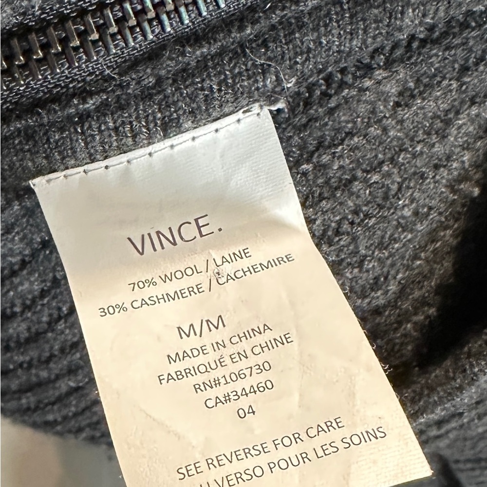 Vince Grey Cowl Neck Sweater Wool Cashmere Size M Relaxed Fit - Picture 6 of 7